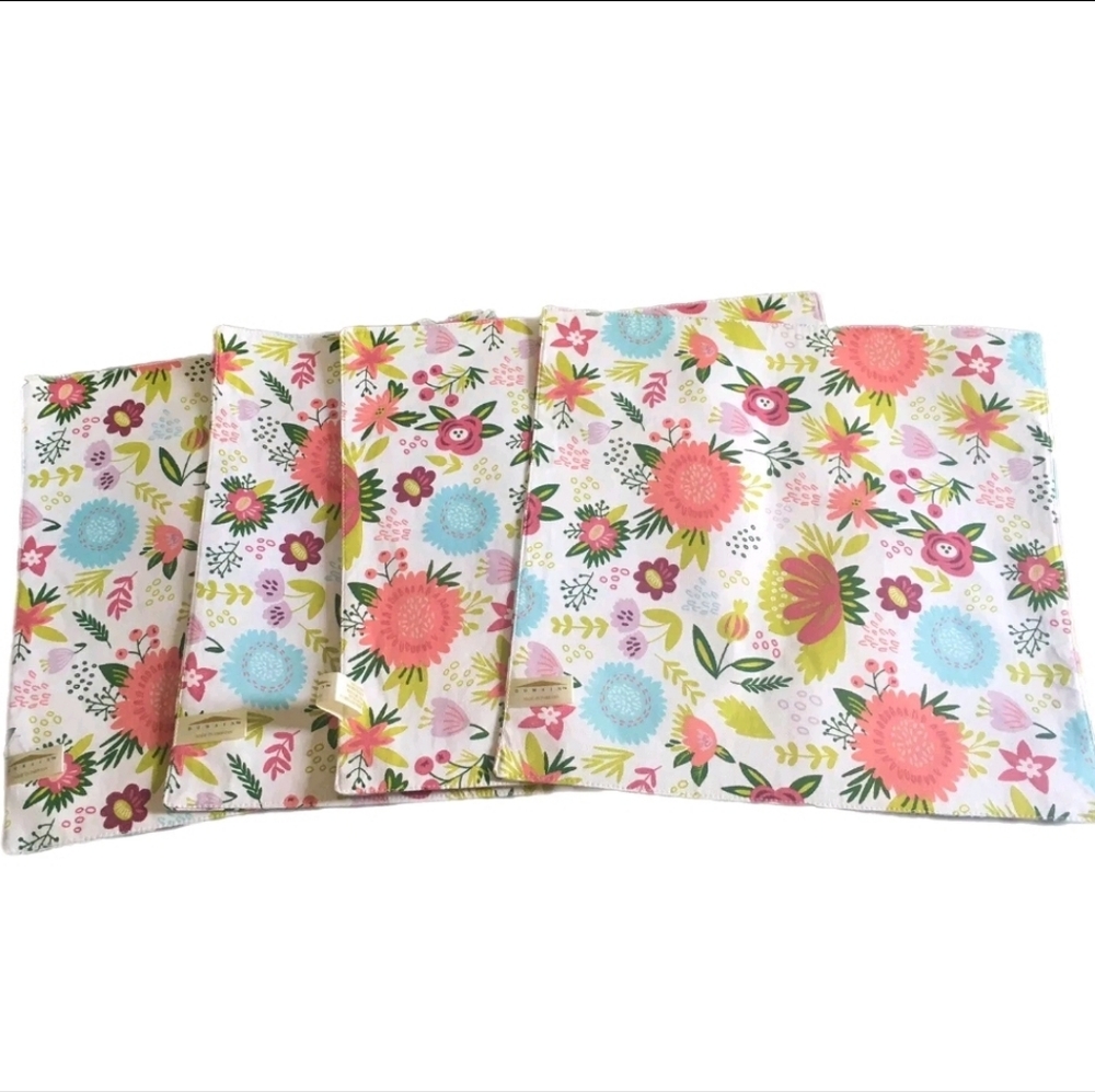 Placemats Spring Floral Cotton Fabric 15 x 15" By Domain Cottagecore Set of 4